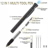 HMP P256 12in1 Multitool Stift, mit LED Licht, Fidget Spinner, Schraubendrehern, Linealen - Schwarz
