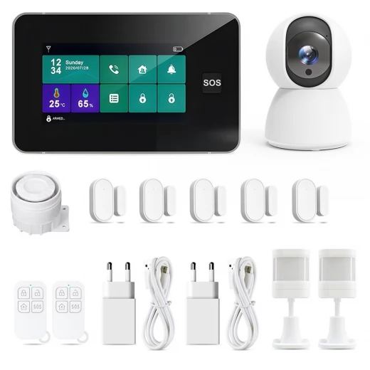 TALLPOWER G60 Wireless Home Alarm System, 12 Kits mit 4MP Überwachungskamera, Sirene, Sensoren