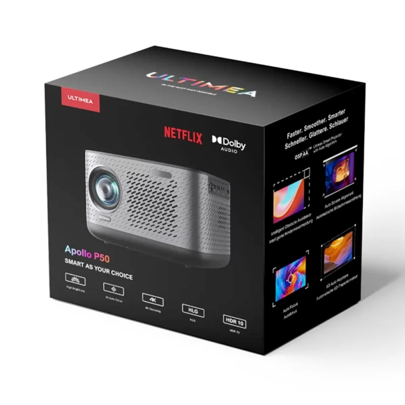 Ultimea Apollo P50 Projector, 700 ANSI Lumens, Native 1080P, Dolby
