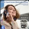 Smart LCD Touchscreen Bluetooth 5.3 Ohrhörer, wasserdichte kabellose Sport-Kopfhörer - Schwarz