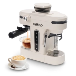 HiBREW H14 Espresso Koffiezetapparaat, 20 Bar Hoge Druk, Maalwerkinstelling met 15 versnellingen, Pre-brew Functie - Beige