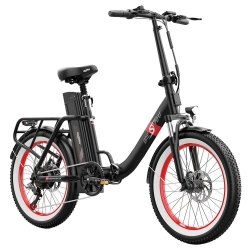 ONESPORT OT16-2 Opvouwbare elektrische fiets, 250W motor, 48V 17Ah accu, 20*3.0 inch banden - Zwart Rood
