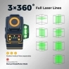 CIGMAN CM-701SE 3x360° 12-lijns Laserwaterpas, zelfnivellerend, 3D groene kruislijn, met afstandsbediening - Blauw
