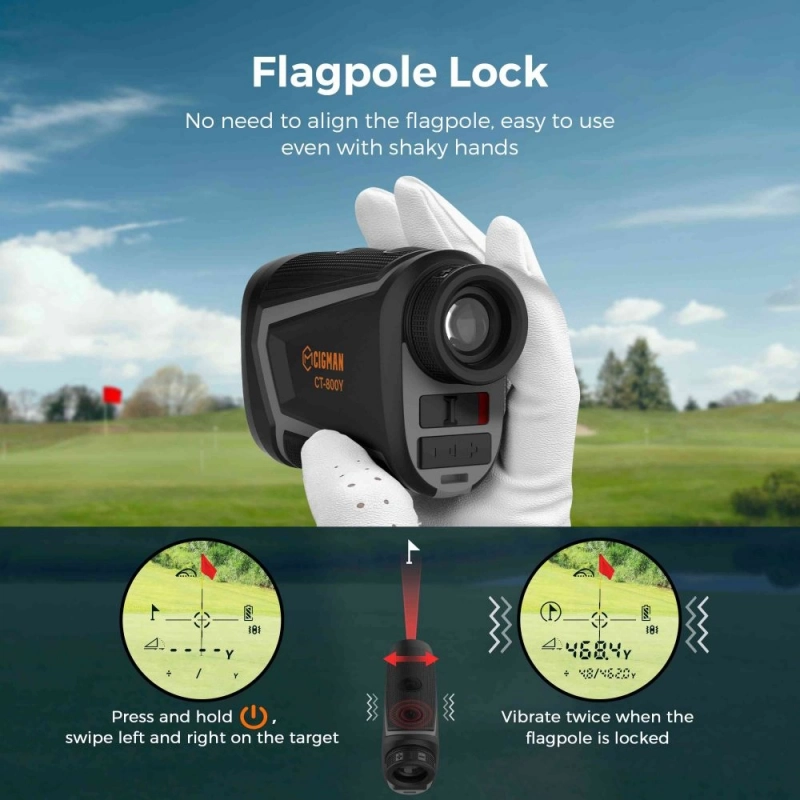 CIGMAN CT-800Y 800m Golf Rangefinder, with 6X Magnification, Flag