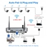 Hiseeu Wireless Security Camera System with 10CH NVR, One-Way Audio, 4Pcs 5MP Outdoor/Indoor WiFi Surveillance Cameras
