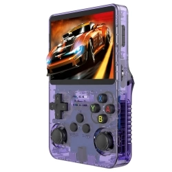 R36S Handheld Spelconsole, 3,5-inch IPS-scherm, Linux-systeem, 11 Emulator, 64GB - Transparant Paars