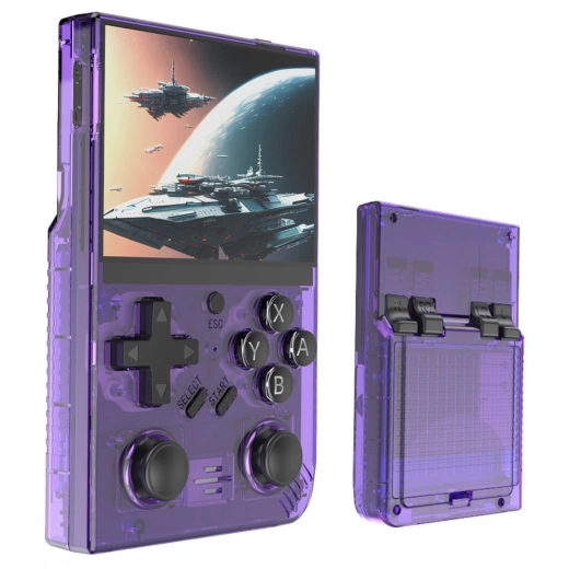 

R35 Plus Handheld Game Console, 3.5 Inch 640*480 IPS Screen, Linux System, 128GB TF Card - Purple