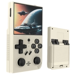 R35 Plus Handheld Game Console, 3.5 Inch 640*480 IPS Screen, Linux System, 128GB TF Card - White