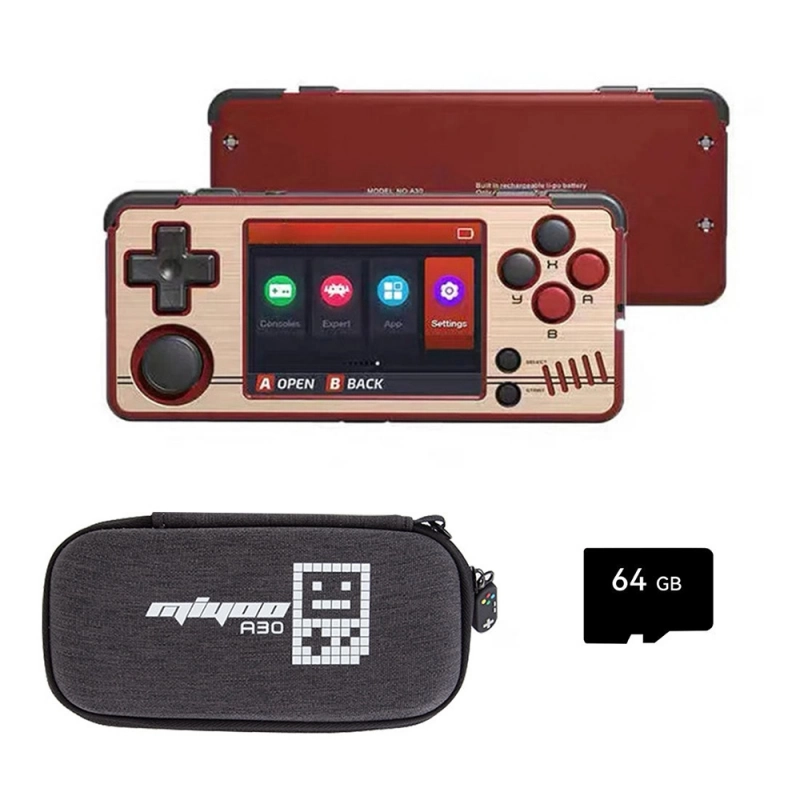 Miyoo A30 Consola Portátil Retro 2.8'' IPS Con 64GB Y 10000+ Juegos, WiFi Battle, Linux, Batería 2600mAh, USB-C