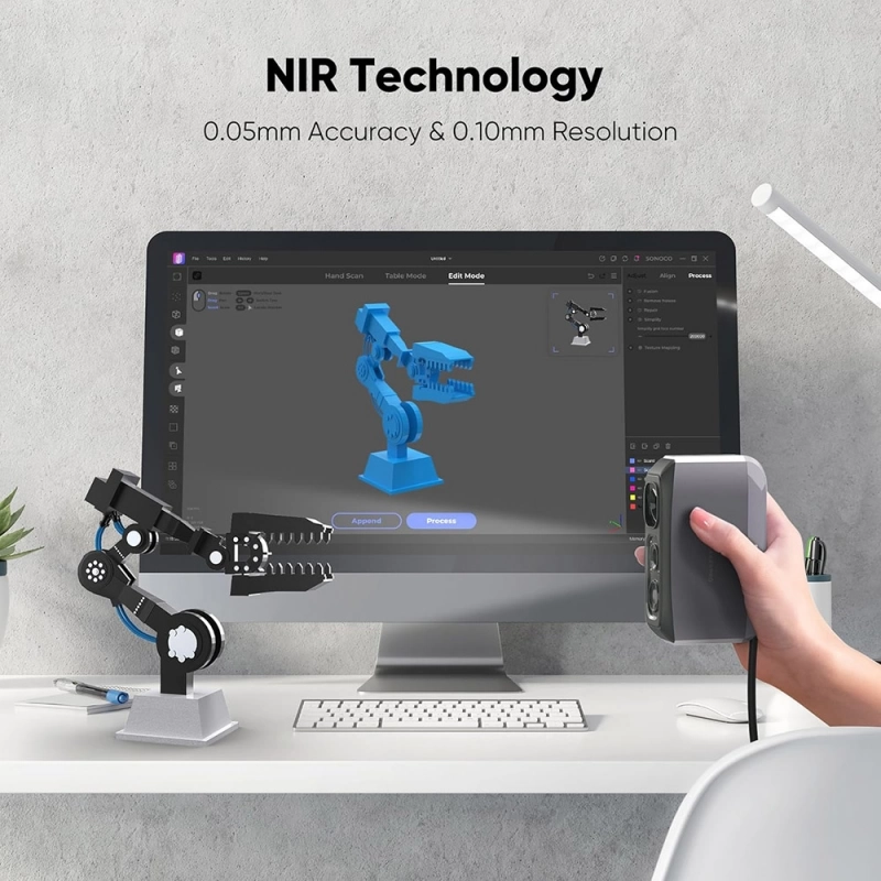 3DMakerpro Moose Lite 3D-Scanner – 0,05 Mm Genauigkeit, 10 FPS, Leicht & Leise, Für Windows/Mac, Inkl. JMStudio