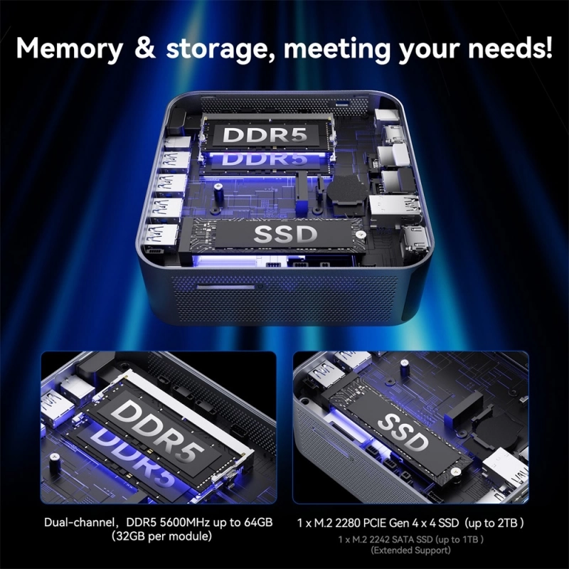 AI Mini PC GEEKOM GT1 Mega, Intel Core Ultra U9-185H 16 Cores Up