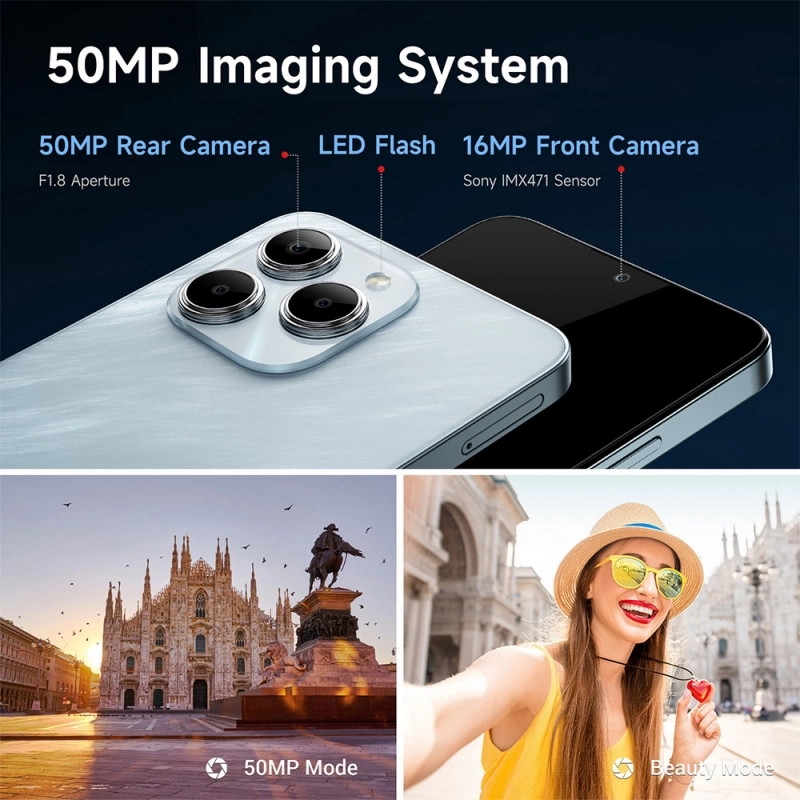 FOSSiBOT S2 4G Smartphone, Android 14 Mobile Phone Unlocked, 8GB