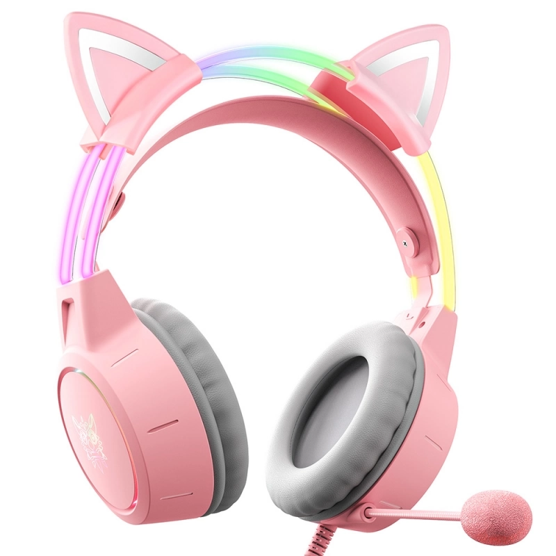 Wired Gaming Headphones ONIKUMA X15 Pro - Pink Cat Ear - GEEKMAXI.COM
