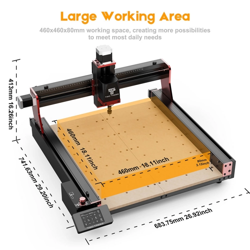 CNC Router Machine TWO TREES TTC450 Pro, 4-Axis, 460*460*80mm