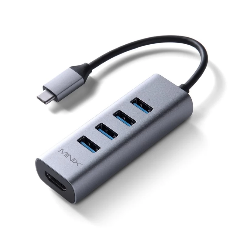MINIX NEO C-UHGR USB-C To 4-Port USB 3.0 Adapter 4K - 30Hz HDMI