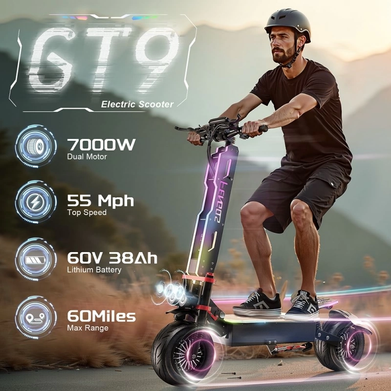 7000W Dual Motor Electric Scooter For Adults - 55 MPH, 70 Mile Range, 12" Tires, Foldable With Seat