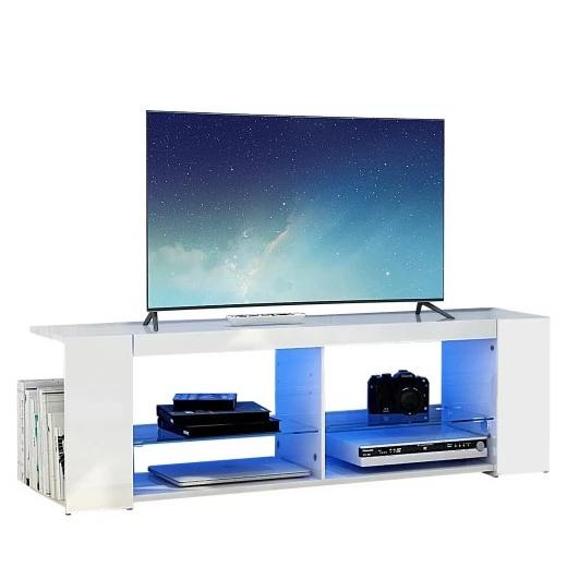 Modern Luxe ® fernsehschrank TV lowboard fernsehtisch TV Regal schwarz Fronten in Hochglanz mit led Beleuchtung