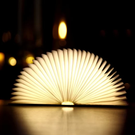 Wooden Foldable Book Shaped Light USB LED Book Bedside Lamp - Warm Light