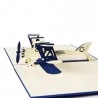 3D Pop-up Gift Card Christmas Card Birthday Gift Card - Blue Aircraft Pop Up Card