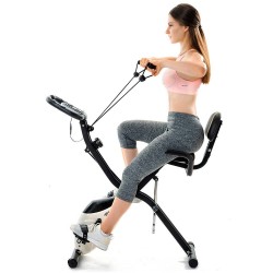 Merax X-Bike Magnetic Folding Fitness Bike 2.5 kg Flywheel LCD Display For Cardio Workout Cycling - Black