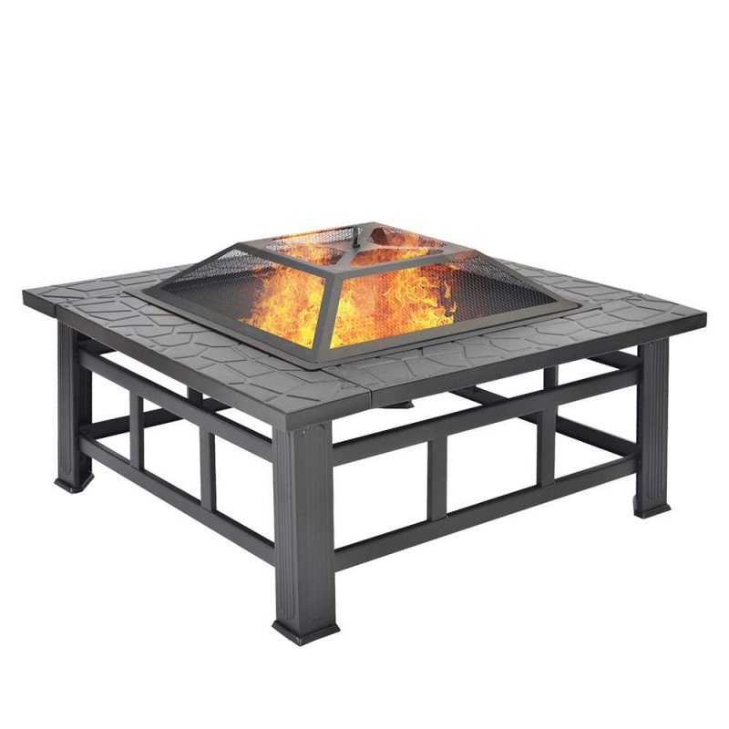 Merax Bbq Fire Pit Quadrilateral, Outdoor Fire Pit Basket