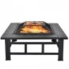 Merax BBQ Fire Pit Quadrilateral Multifunctional With Spark Protection Garden Metal Fire Basket