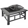 Merax BBQ Fire Pit Quadrilateral Multifunctional With Spark Protection Garden Metal Fire Basket
