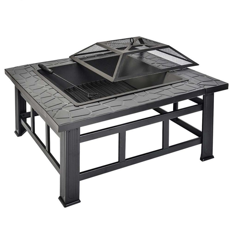 Merax Bbq Fire Pit Quadrilateral, Outdoor Grill And Fire Pit