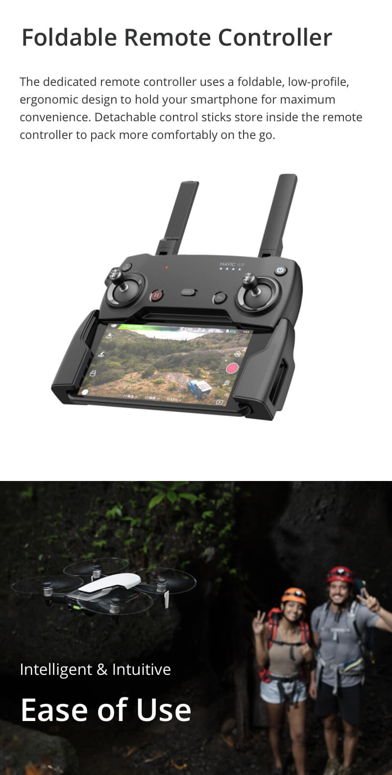 DJI Mavic Air 4K 3-Axis Gimbal Camera 32MP Sphere Panoramas Foldable RC Drone Fly More Combo - Onyx Black