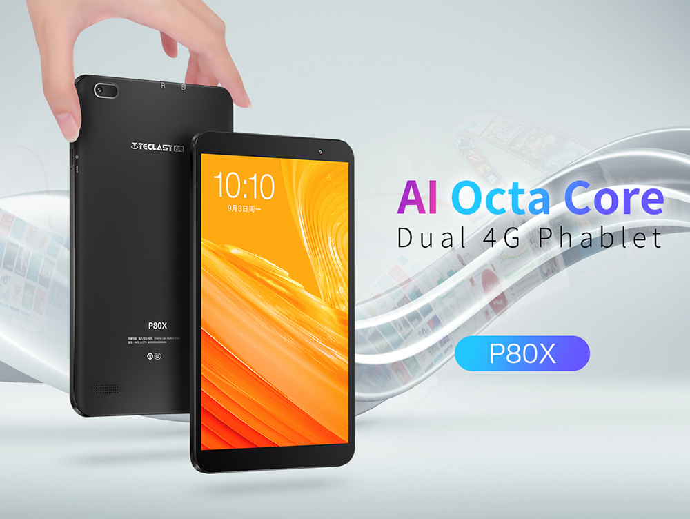 Teclast P80X Dual 4G Phablet Spreadtrum SC9863A Octa-Core 8" IPS Screen  2GB RAM 16GB ROM Built-in GPS Android 9.0 - Black