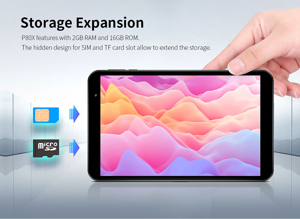 Teclast P80X Dual 4G Phablet Spreadtrum SC9863A Octa-Core 8" IPS Screen  2GB RAM 16GB ROM Built-in GPS Android 9.0 - Black