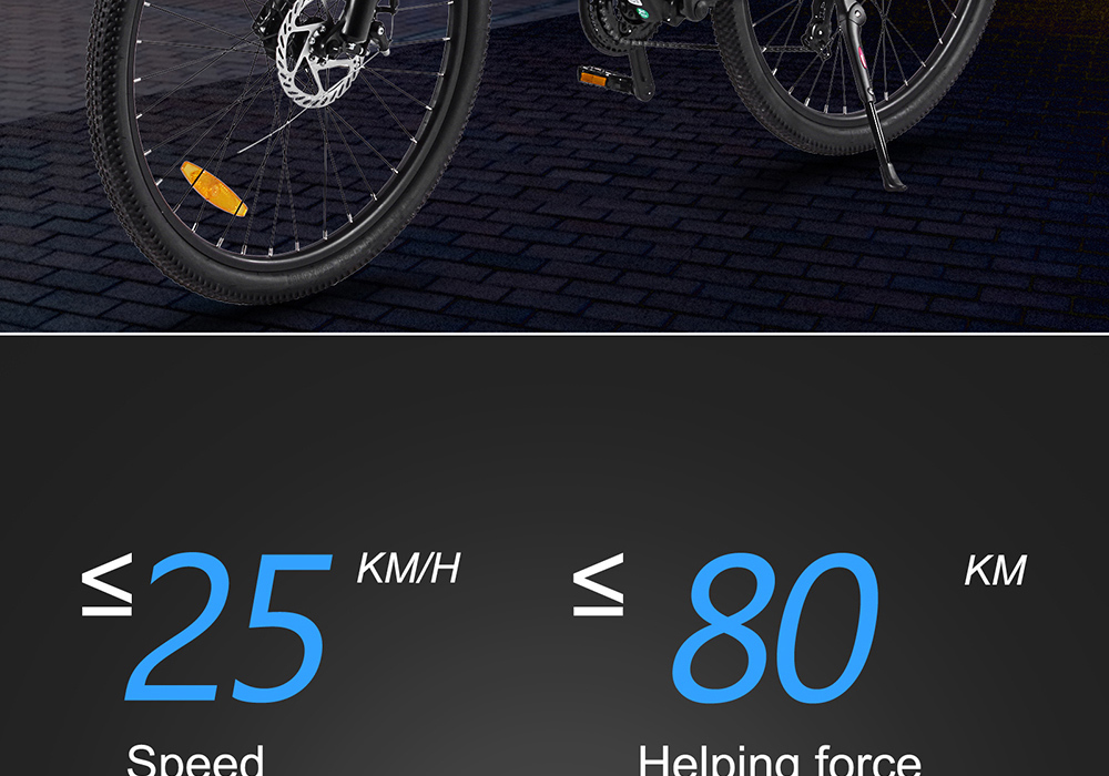 BEZIOR M1 Electric Bike 48V 12.5Ah Battery 250W Brushless Motor 27.5 inch Tire Aluminum Alloy Frame Shimano 5-speed Shift Max Speed 25km/h 80KM Power-assisted mileage Range 5 inch Smart LCD Meter IP54 Waterproof - Black Blue