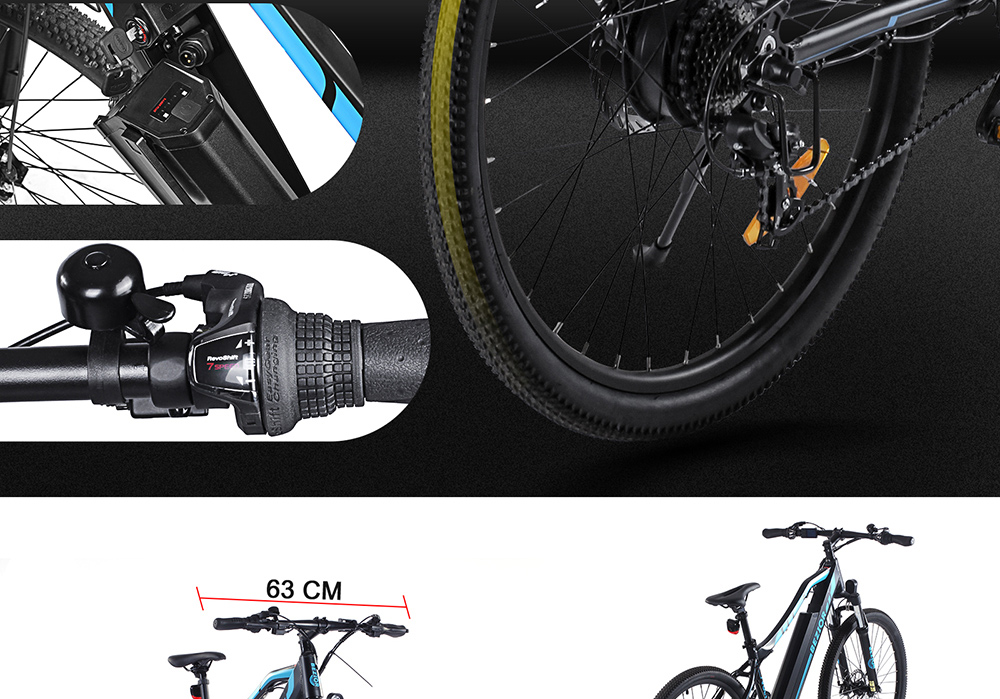 BEZIOR M1 Electric Bike 48V 12.5Ah Battery 250W Brushless Motor 27.5 inch Tire Aluminum Alloy Frame Shimano 5-speed Shift Max Speed 25km/h 80KM Power-assisted mileage Range 5 inch Smart LCD Meter IP54 Waterproof - Black Blue