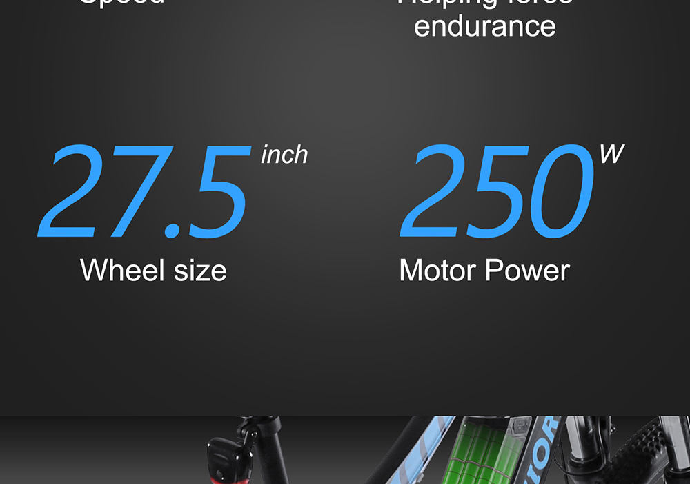 BEZIOR M1 Electric Bike 48V 12.5Ah Battery 250W Brushless Motor 27.5 inch Tire Aluminum Alloy Frame Shimano 5-speed Shift Max Speed 25km/h 80KM Power-assisted mileage Range 5 inch Smart LCD Meter IP54 Waterproof - Black Blue
