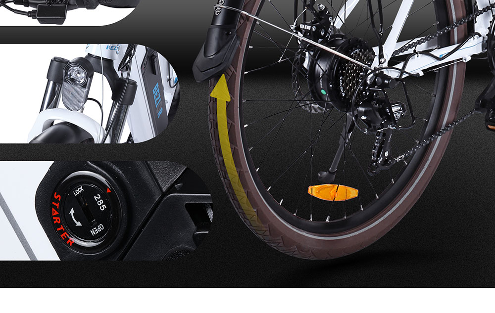 BEZIOR M2 Electric Bike 48V 12.5Ah Battery 250W Brushless Motor 26 inch Tire Aluminum Alloy Frame Shimano 5-speed Shift Max Speed 25km/h 80KM Power-assisted mileage Range 5 inch Smart LCD Meter - White