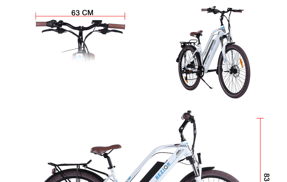 BEZIOR M2 Electric Bike 48V 12.5Ah Battery 250W Brushless Motor 26 inch Tire Aluminum Alloy Frame Shimano 5-speed Shift Max Speed 25km/h 80KM Power-assisted mileage Range 5 inch Smart LCD Meter - White