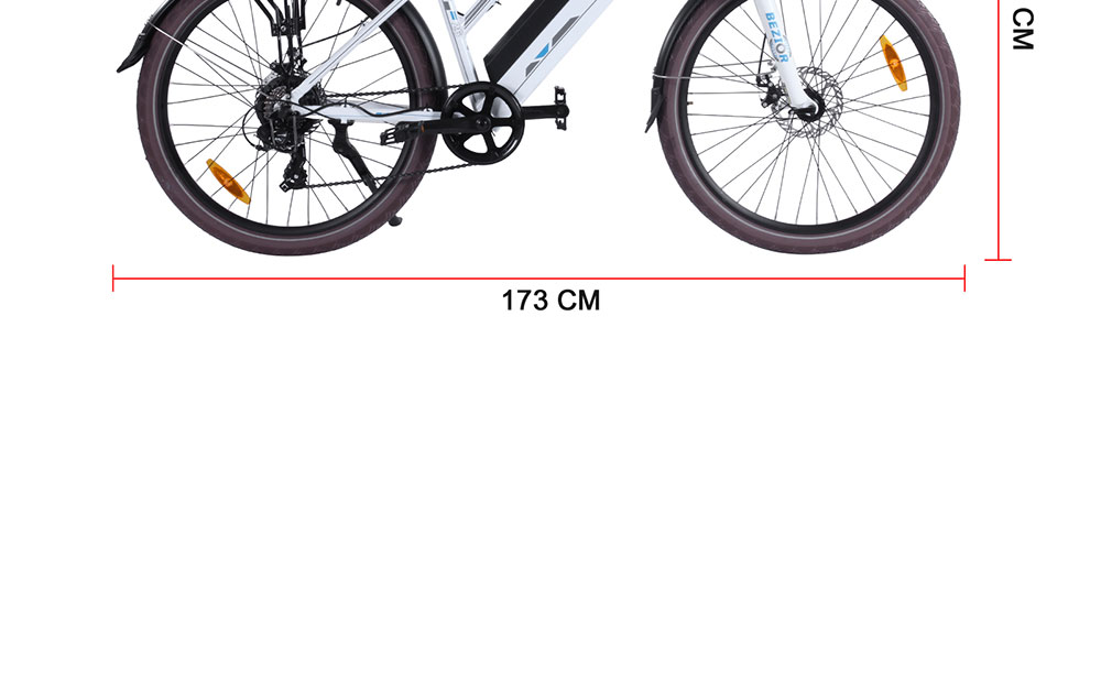 BEZIOR M2 Electric Bike 48V 12.5Ah Battery 250W Brushless Motor 26 inch Tire Aluminum Alloy Frame Shimano 5-speed Shift Max Speed 25km/h 80KM Power-assisted mileage Range 5 inch Smart LCD Meter - White