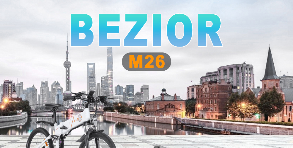 BEZIOR M26 Folding Electric Bike 48V 10Ah Battery 500W Brushless Motor 26 inch Tire Aluminum Alloy Frame Shimano 7-speed Shift Max Speed 30km/h LCD Meter Disk Brake - White