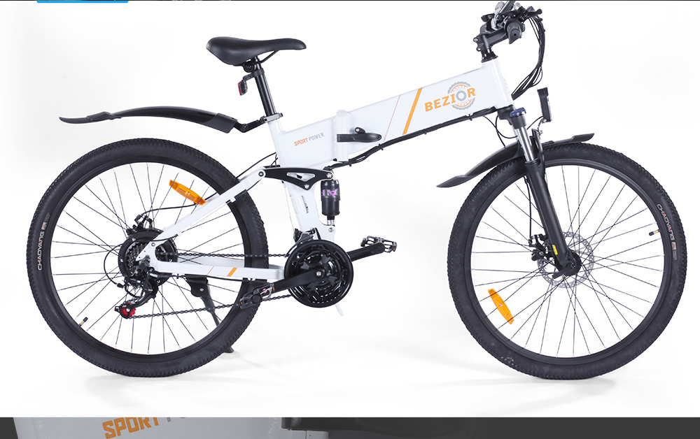 BEZIOR M26 Folding Electric Bike 48V 10Ah Battery 500W Brushless Motor 26 inch Tire Aluminum Alloy Frame Shimano 7-speed Shift Max Speed 30km/h LCD Meter Disk Brake - White