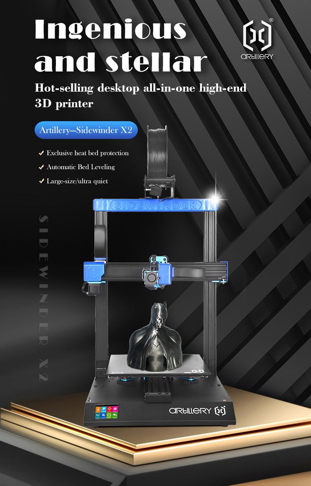 Artillery Sidewinder X2 3D Printer 300*300*400mm 95% Pre-Assembled Dual Z System TFT Touch Screen