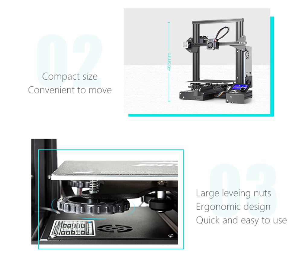 Creality 3D Ender 3 Aluminum 3D Printer, 220x220x250mm, Industrial-grade Circuit Board, Print Resume