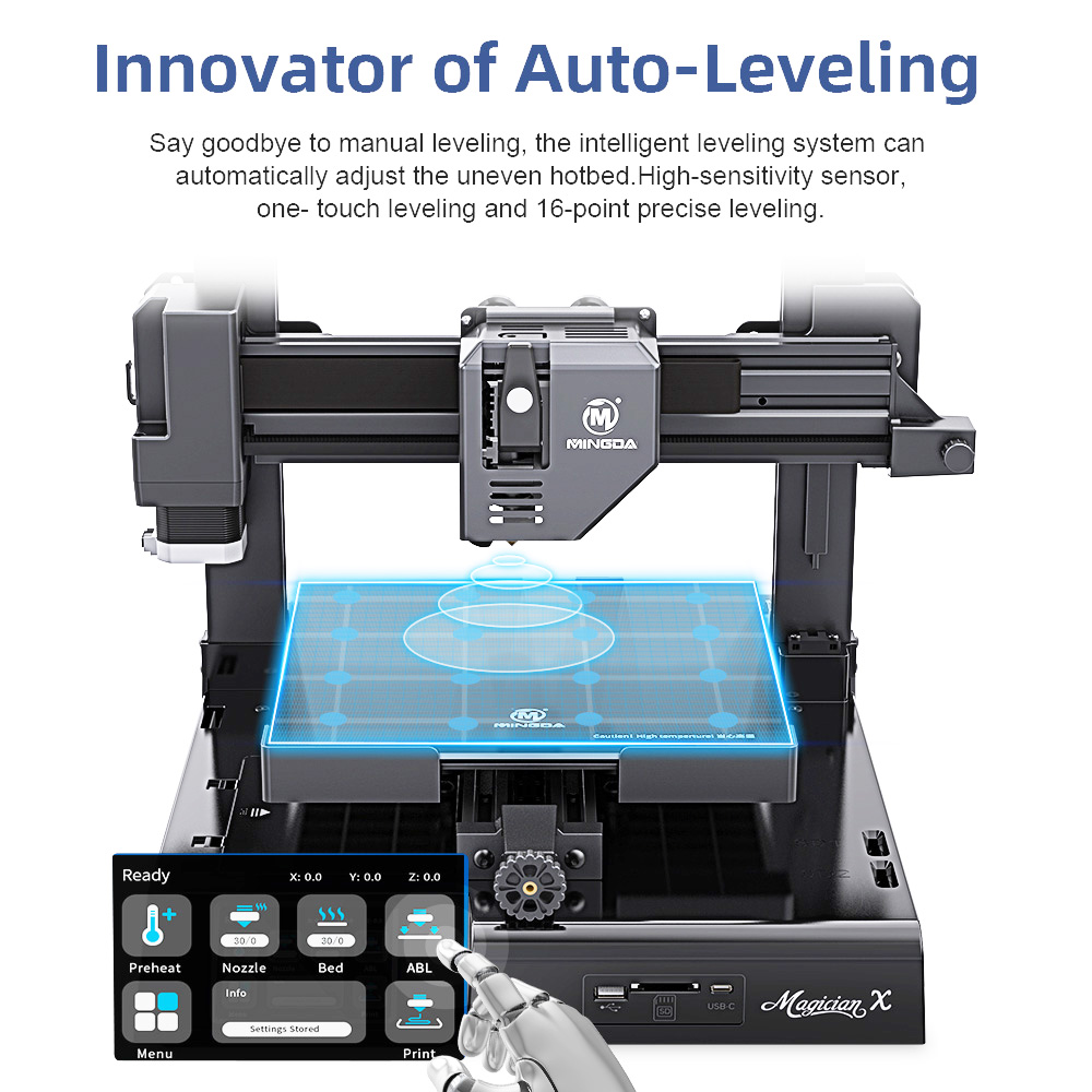 MINGDA Magician X Modular FDM 3D Printer Auto-Leveling Printing Ultra-Silent Printing Multi Connection, 320x320x400mm