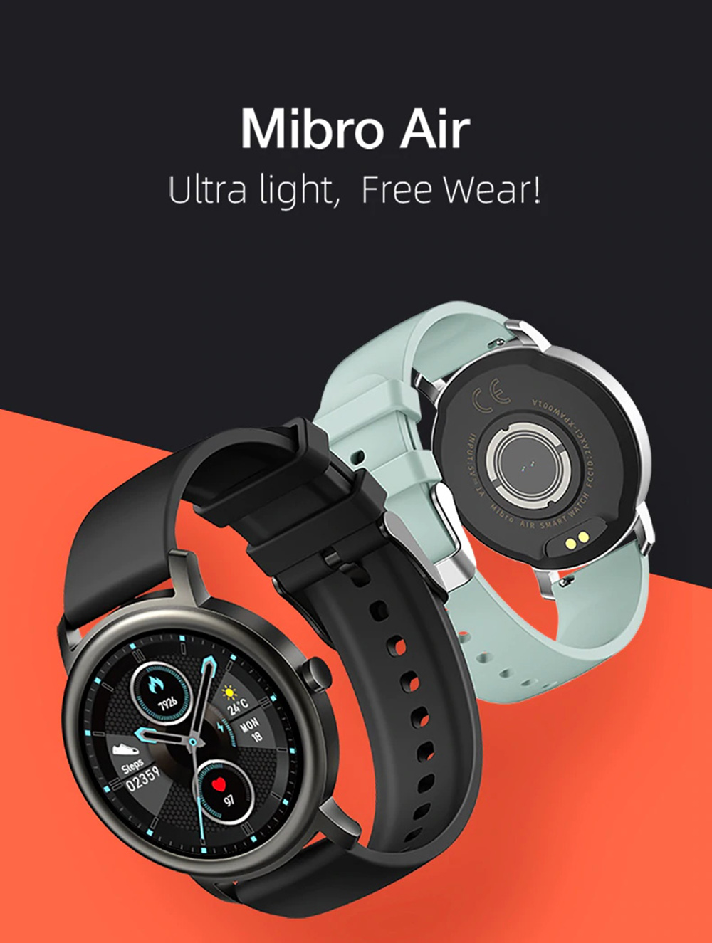 Mibro Air V5.0 Bluetooth Smartwatch 1.28 inch TFT Screen 12 Sports Modes Heart Rate Sleep Monitoring IP68 Water-Resistant 200mAh Battery 25 Days Standby Time Multi-language - Silver