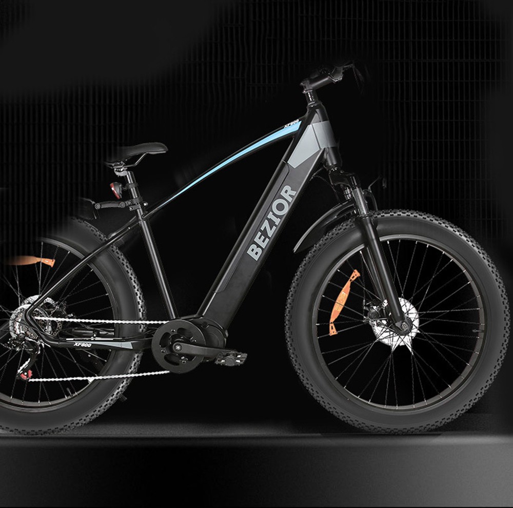Bezior XF800 26*4.0” Tire Electric Bicycle Mountain Mid-Motor E-Bike (500W  Mid Motor \u0026 48V 13Ah Battery) - GEEKMAXI.COM