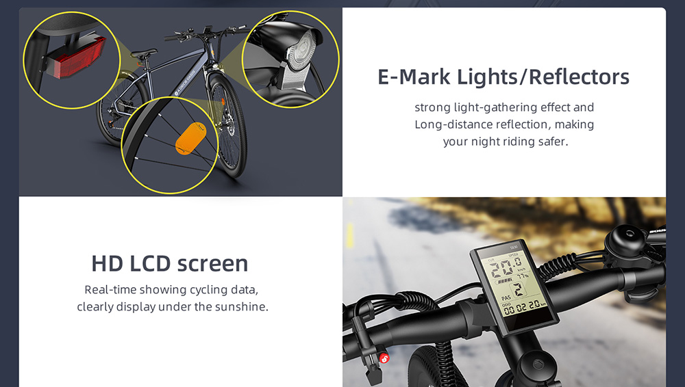 ADO D30 Electric Bicycle 250W Motor Max Speed 25km/h 36V 10.4AH 90km Max Range - Silver
