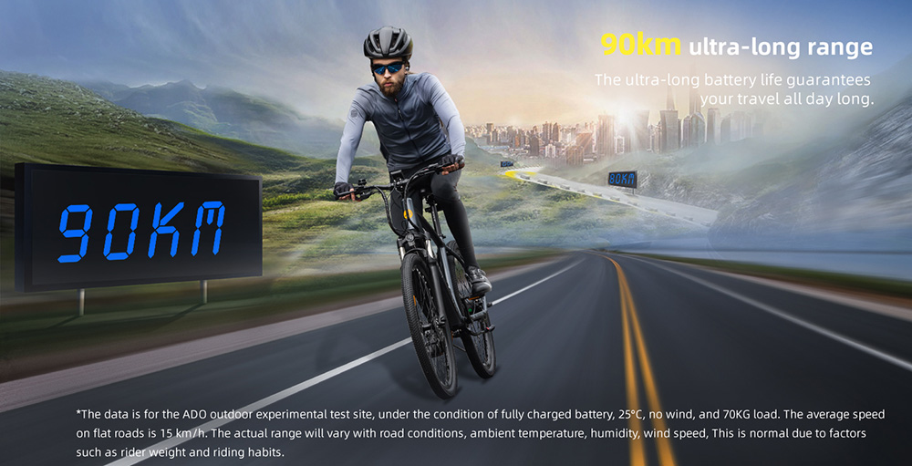 ADO D30 Electric Bicycle 250W Motor Max Speed 25km/h 36V 10.4AH 90km Max Range - Silver
