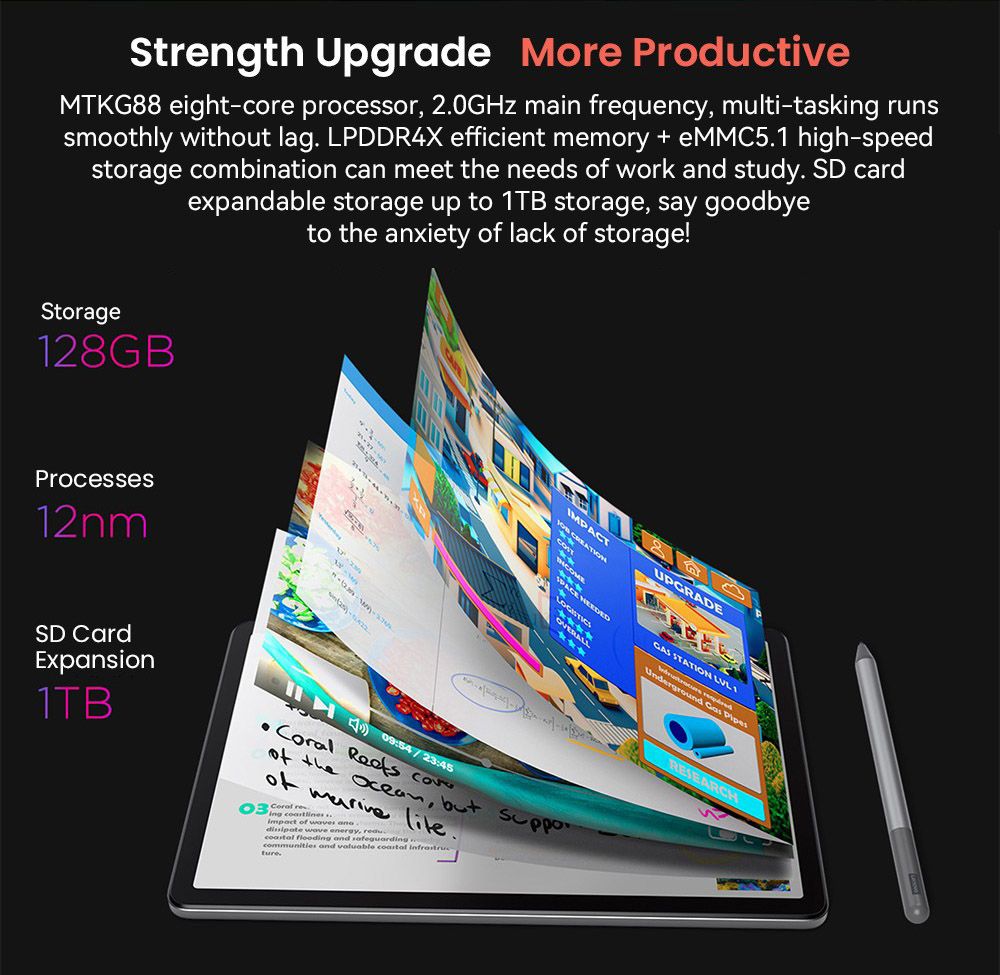Lenovo ZhaoYang K10 Tablet, MTK G88 8 Cores Max 2.0GHz, 10.95 inch