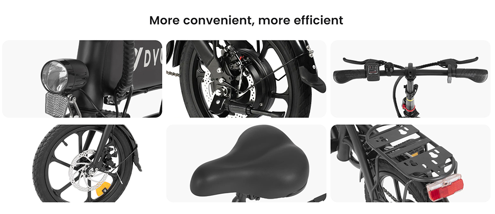 DYU A1F Pro Folding Electric Bike, 250W Motor, 36V 7.5Ah Battery, 16*1.75-inch Tire, 25km/h Max Speed, 40km Max Range, Front