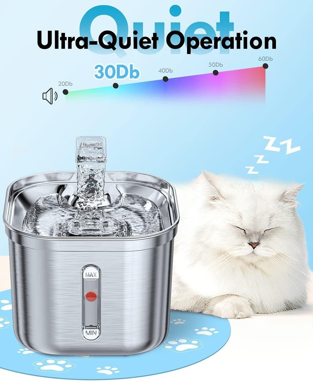 2.2L stainless steel pet drinking fountain