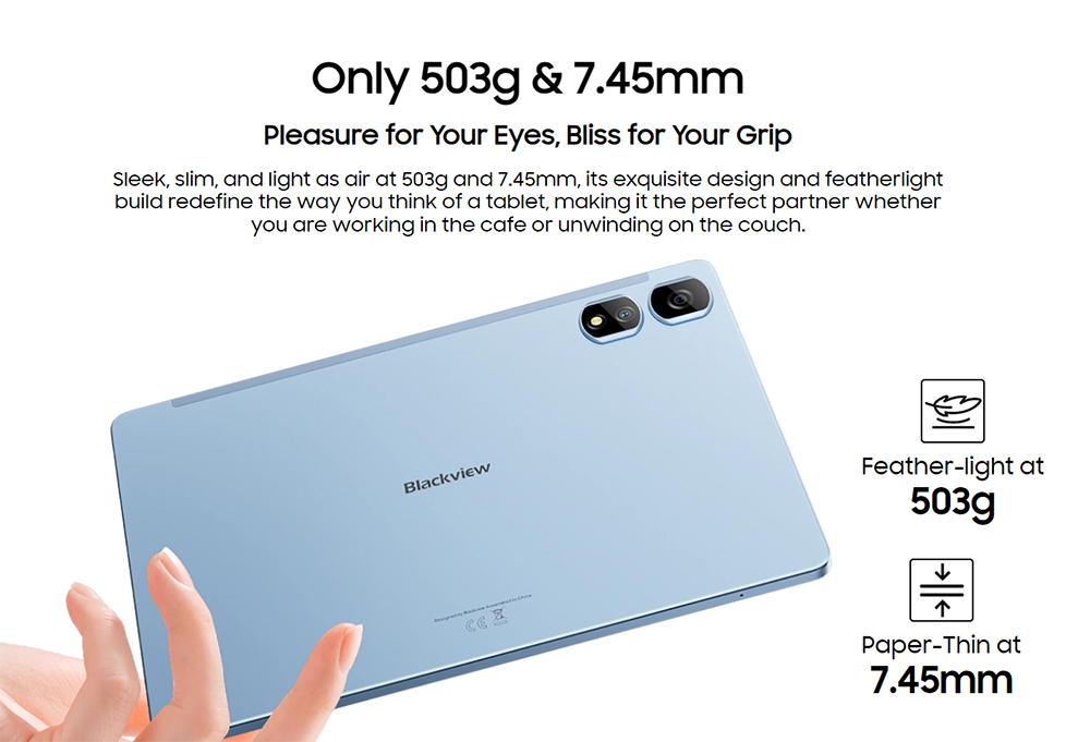 Blackview Tab 16 Pro Android 14 Tablet 11-inch 1200*1920 IPS Screen UNISOC Tiger T616 8 Cores Max 2 0GHz 8GB RAM 256GB ROM